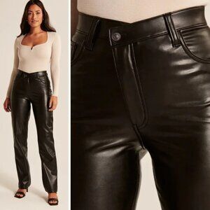 nwt ABERCROMBIE & FITCH Criss-Cross Waistband Vegan Leather '90s Straight Pant